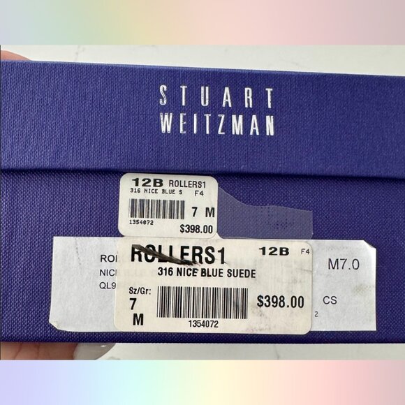 Stuart Weitzman “Rollers” Blue Suede Heels – Size 7 - Picture 12 of 13